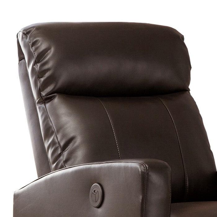 Leatherette Power Recliner Chair with Sloped Track Arms, Dark Brown