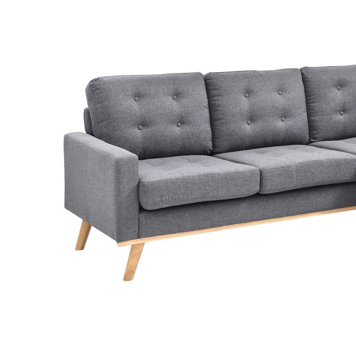 Button Tufted 2 Piece Sectional Sofa with Reversible Chaise, Gray