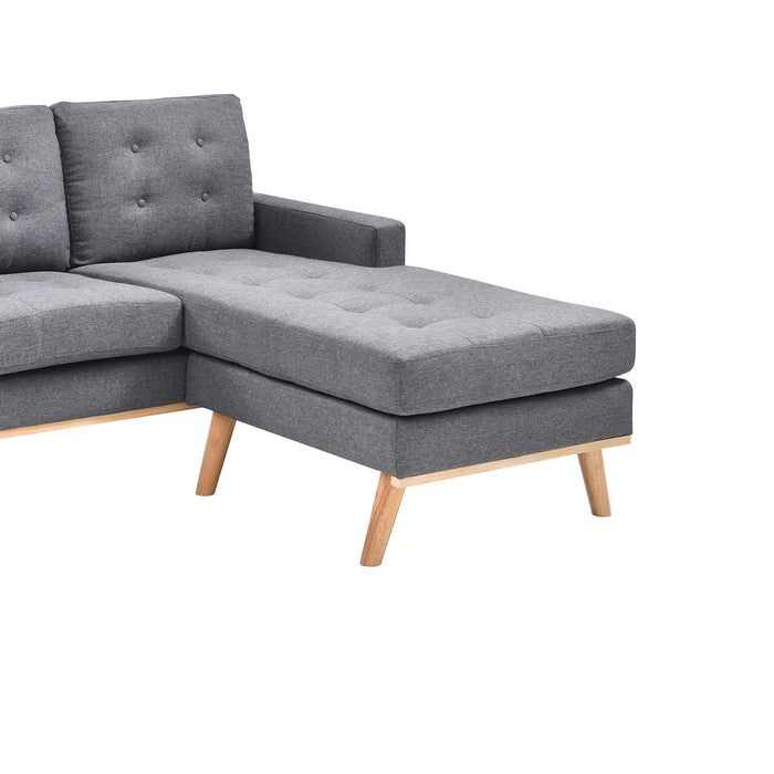 Button Tufted 2 Piece Sectional Sofa with Reversible Chaise, Gray