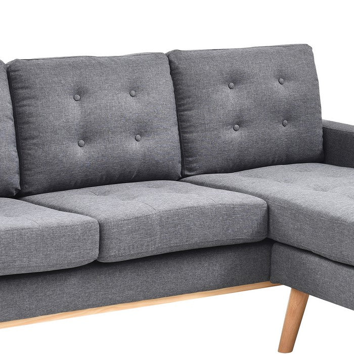 Button Tufted 2 Piece Sectional Sofa with Reversible Chaise, Gray