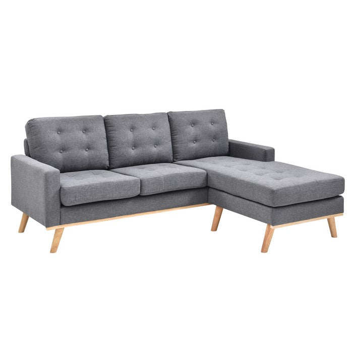Button Tufted 2 Piece Sectional Sofa with Reversible Chaise, Gray