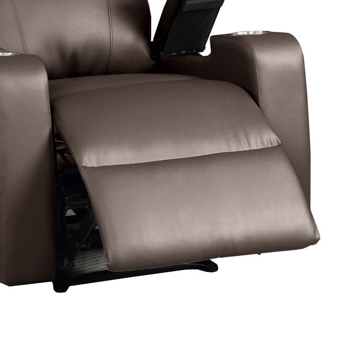 Leatherette Power Recliner Chair with Lift Top Arm Storage, Espresso Brown