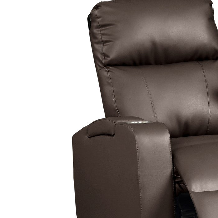 Leatherette Power Recliner Chair with Lift Top Arm Storage, Espresso Brown