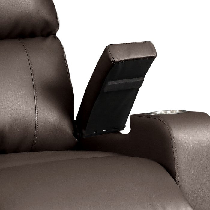 Leatherette Power Recliner Chair with Lift Top Arm Storage, Espresso Brown