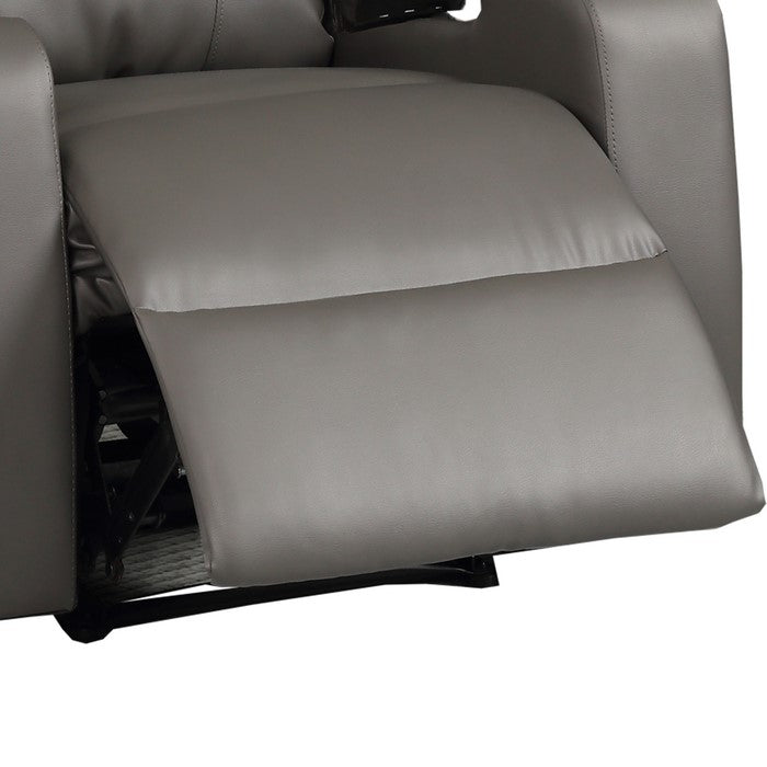 Leatherette Power Recliner Chair with Lift Top Arm Storage, Gray