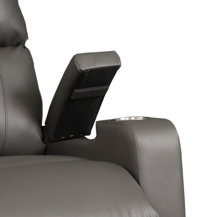 Leatherette Power Recliner Chair with Lift Top Arm Storage, Gray