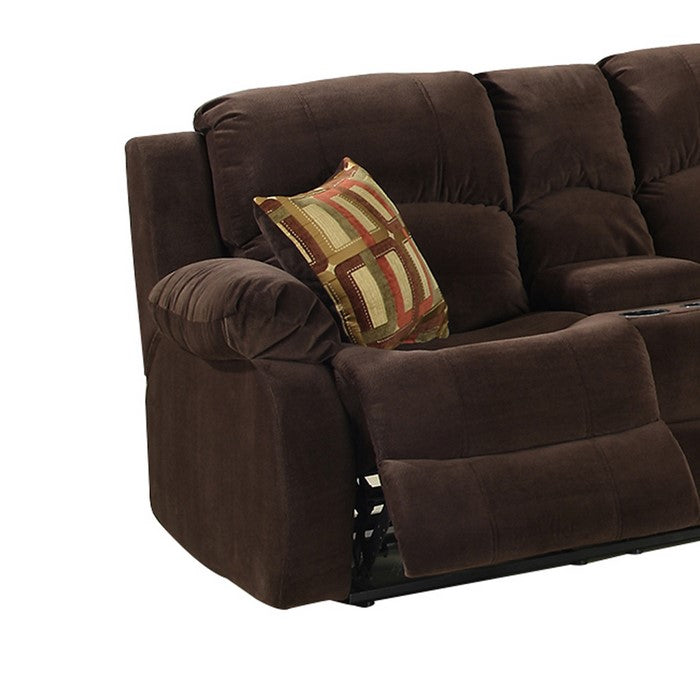 Fabric Upholstered Recliner Loveseat with Tufted Seat and Back, Dark Brown