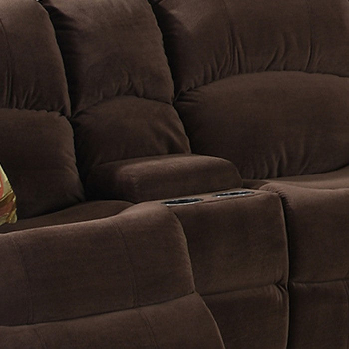 Fabric Upholstered Recliner Loveseat with Tufted Seat and Back, Dark Brown