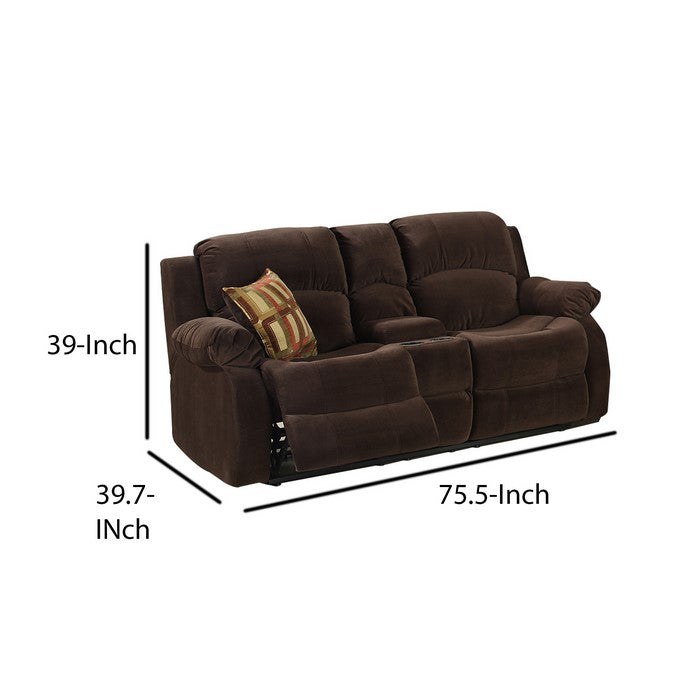 Fabric Upholstered Recliner Loveseat with Tufted Seat and Back, Dark Brown