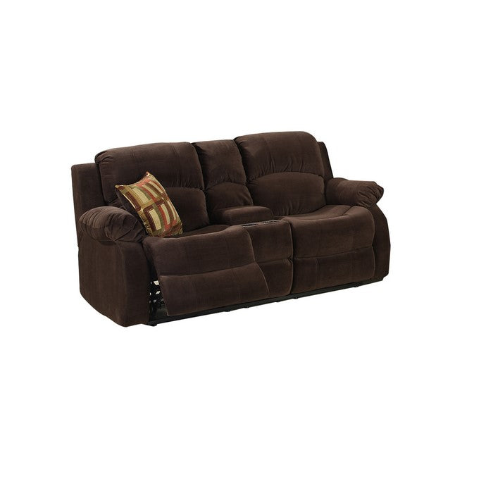 Fabric Upholstered Recliner Loveseat with Tufted Seat and Back, Dark Brown