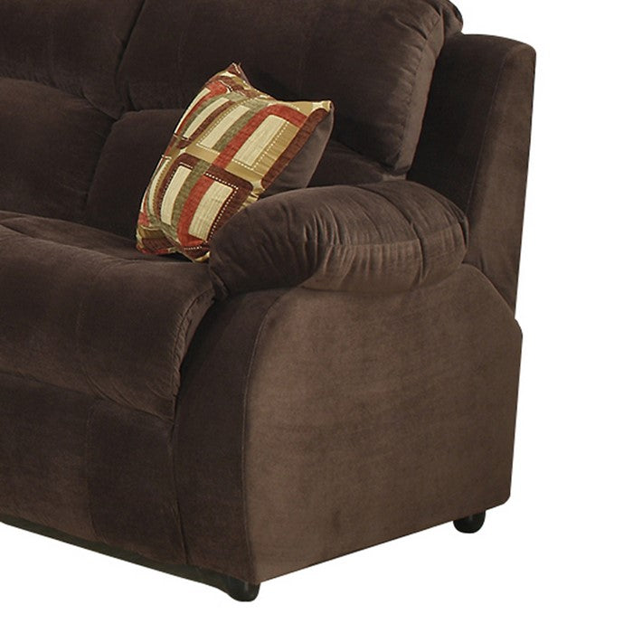 Fabric Upholstered Recliner Queen Size Sofa Bed with Pillow Arms,Dark Brown