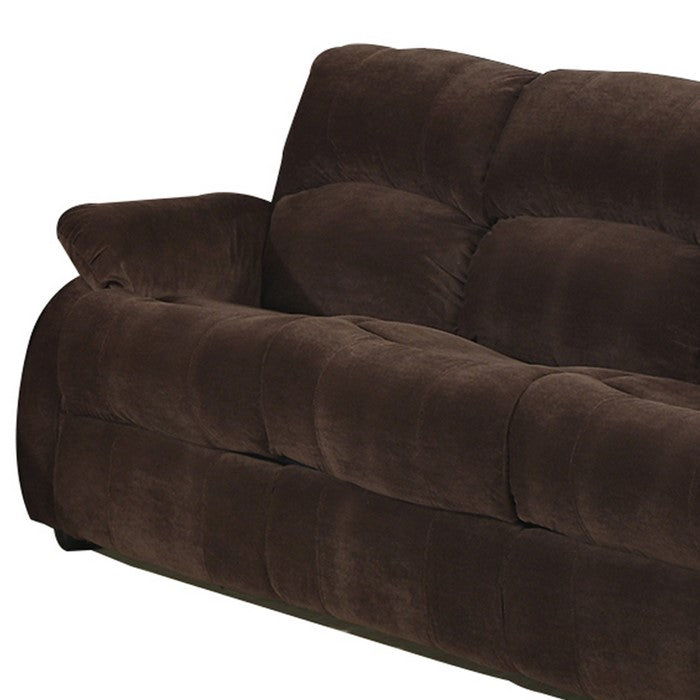 Fabric Upholstered Recliner Queen Size Sofa Bed with Pillow Arms,Dark Brown