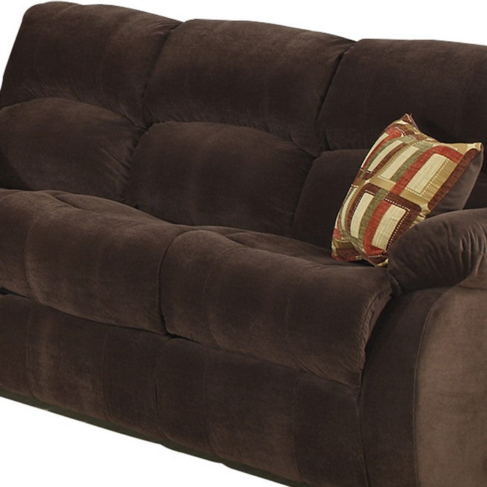 Fabric Upholstered Recliner Queen Size Sofa Bed with Pillow Arms,Dark Brown