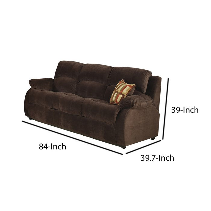 Fabric Upholstered Recliner Queen Size Sofa Bed with Pillow Arms,Dark Brown