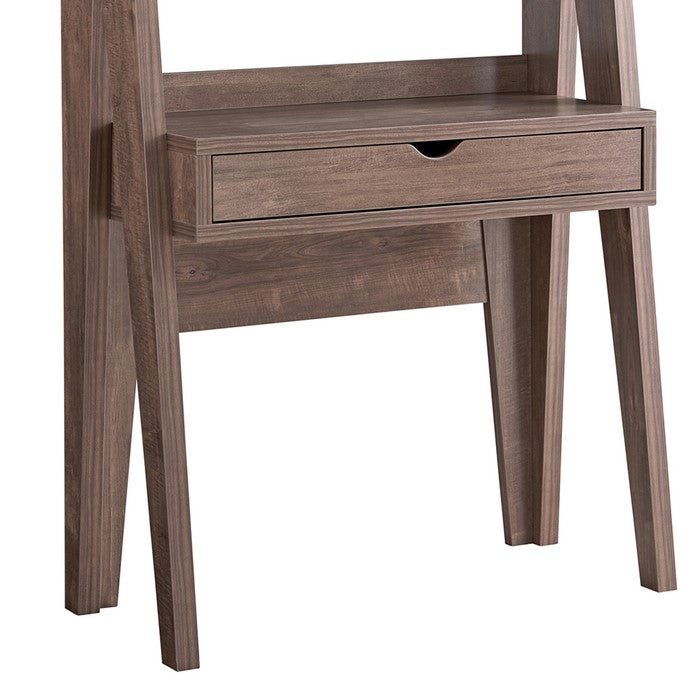 Ladder Shape Wooden Desk with Slanted Legs, Hazelnut