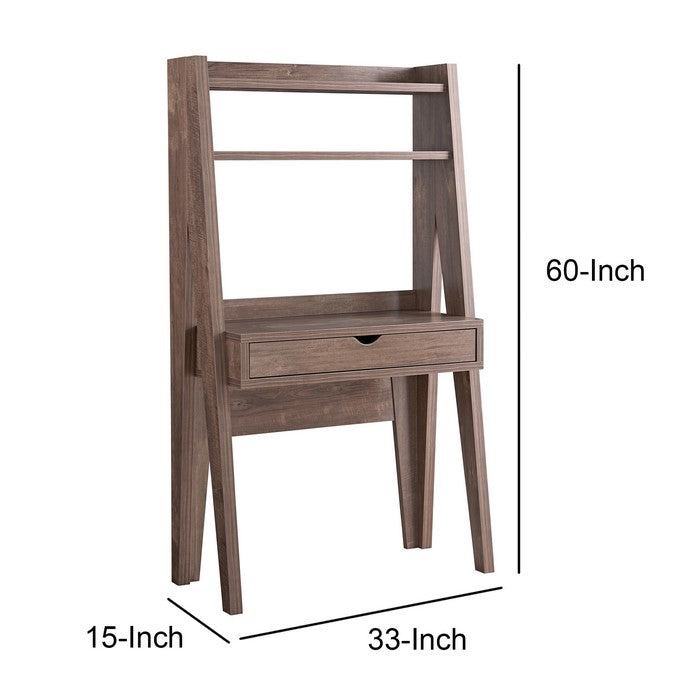 Ladder Shape Wooden Desk with Slanted Legs, Hazelnut