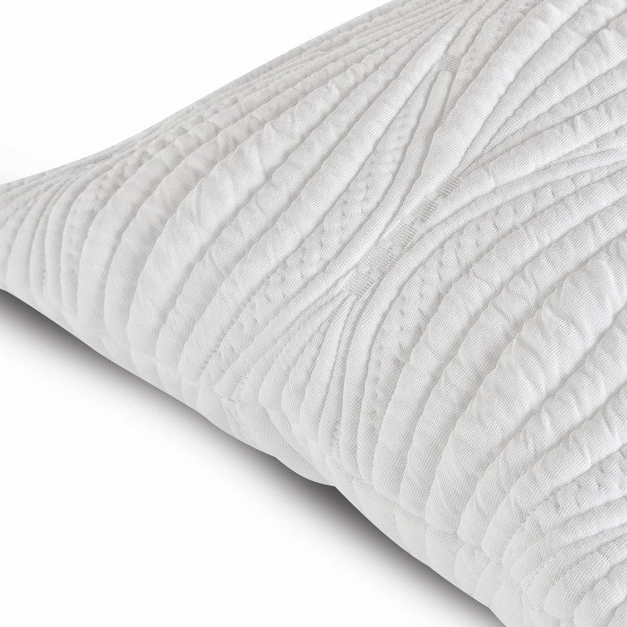 Textured Fabric Memory Foam Queen Size Pillow with Visco Gel, White