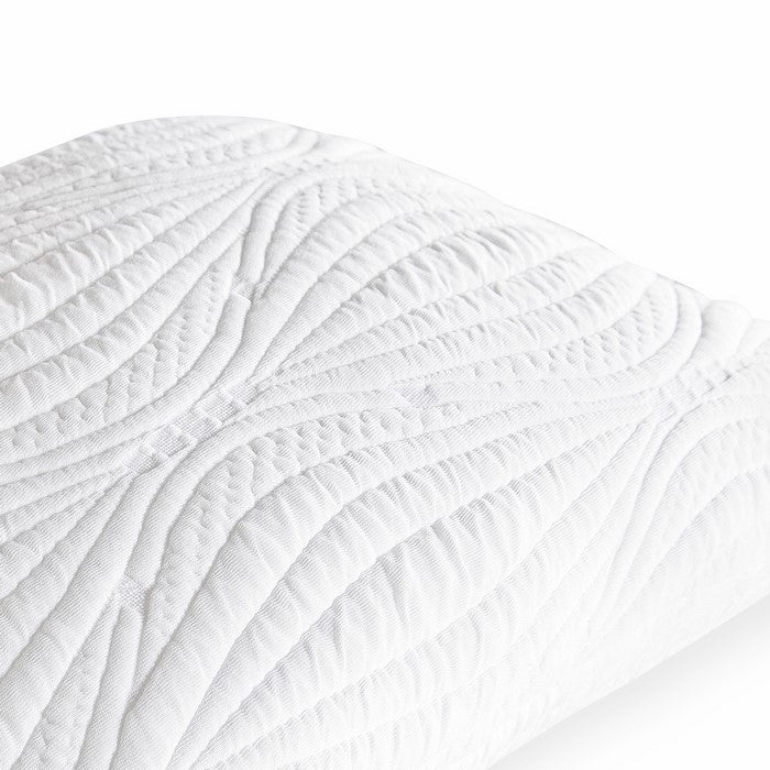 Textured Fabric Memory Foam Queen Size Pillow with Visco Gel, White