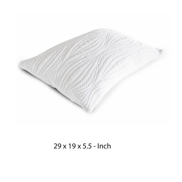 Textured Fabric Memory Foam Queen Size Pillow with Visco Gel, White