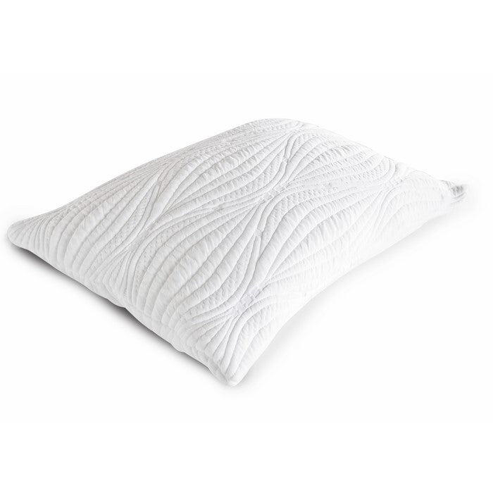 Textured Fabric Memory Foam Queen Size Pillow with Visco Gel, White