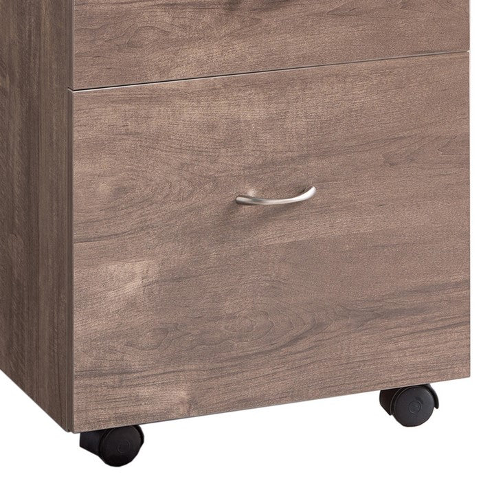 Wooden File Cabinet with Casters and 3 Drawers, Hazelnut