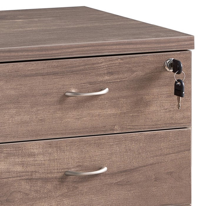 Wooden File Cabinet with Casters and 3 Drawers, Hazelnut