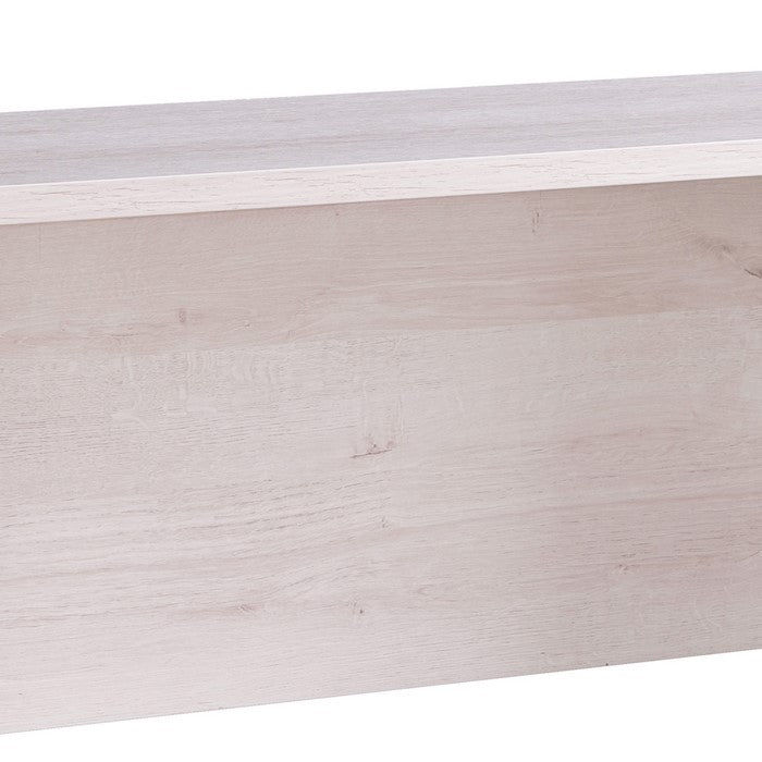 Rectangular Wooden Desk Return with Casters and Grain Details, White Oak