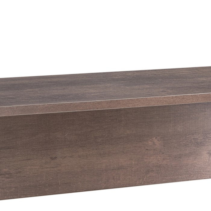 Rectangular Wooden Frame Desk with T Shape Base, Walnut Oak Brown