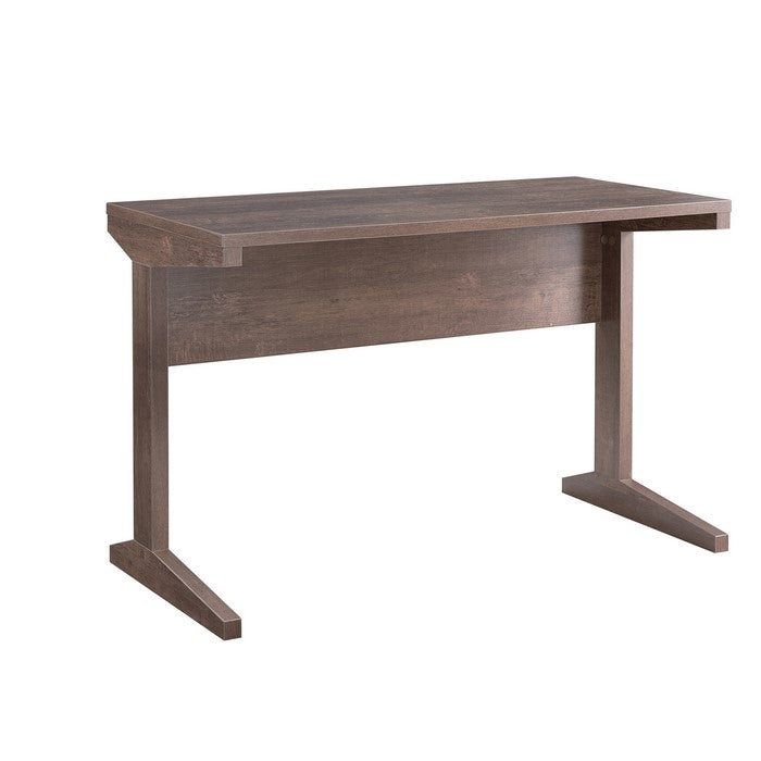 Rectangular Wooden Frame Desk with T Shape Base, Walnut Oak Brown