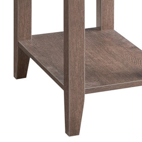1 Drawer with 2 Glass Holders Wooden Side Table, Walnut Oak