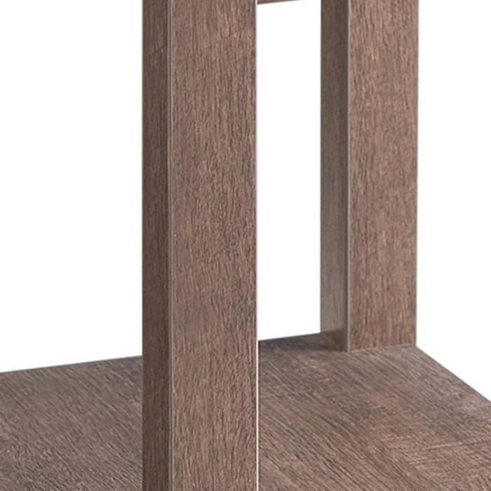 1 Drawer with 2 Glass Holders Wooden Side Table, Walnut Oak