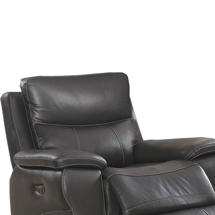 Faux Leather Upholstered Wooden Recliner with Split Cushion, Gray