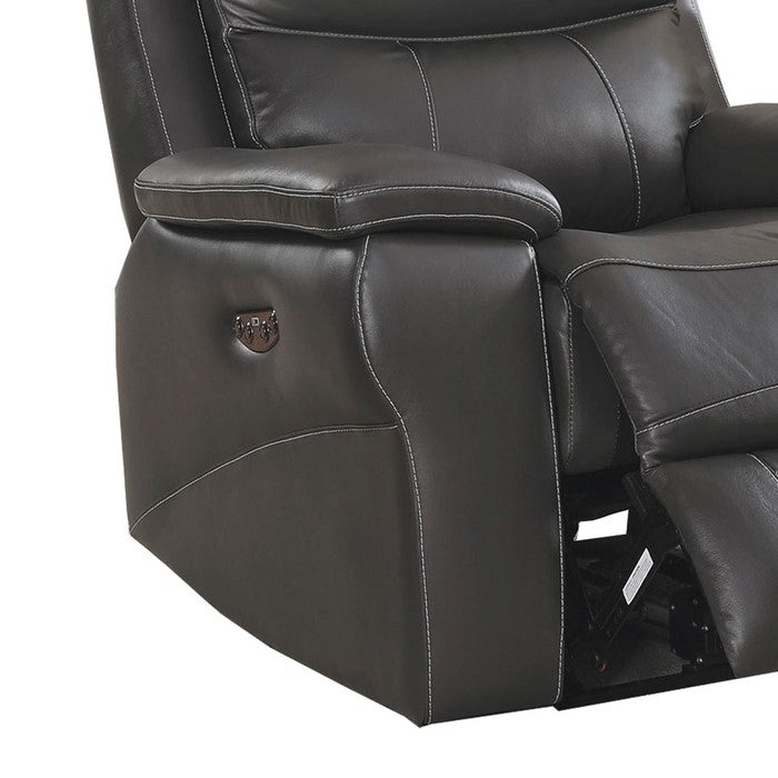 Faux Leather Upholstered Wooden Recliner with Split Cushion, Gray
