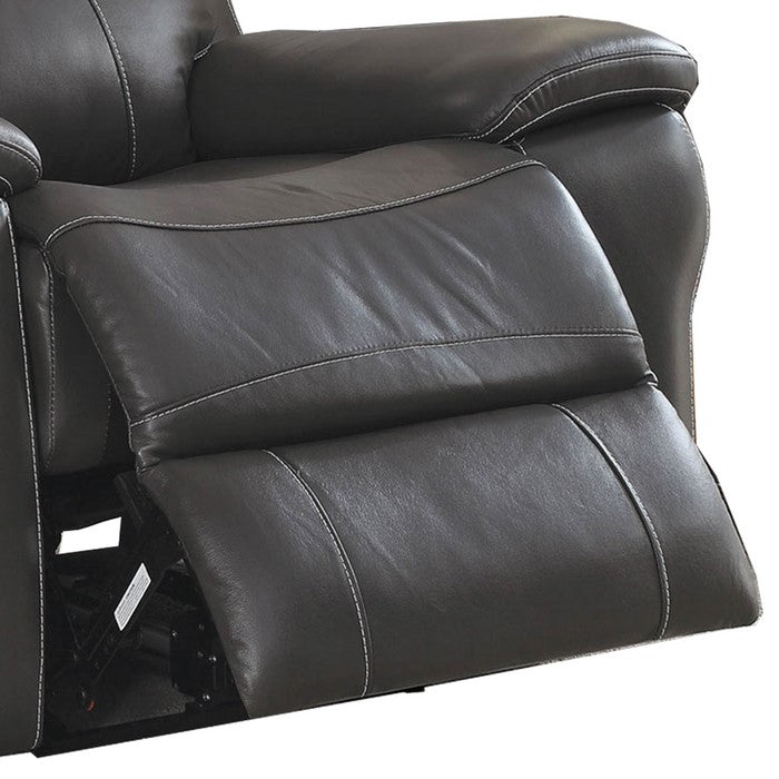 Faux Leather Upholstered Wooden Recliner with Split Cushion, Gray