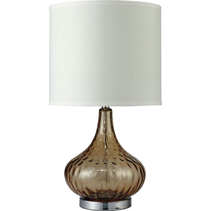 Table Lamp with Gourd Shaped Body and Stable Metal Support, Glass
