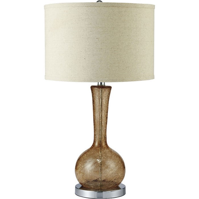 Florence Flask Shaped Table Lamp with Drum Shade, Silver and Brown
