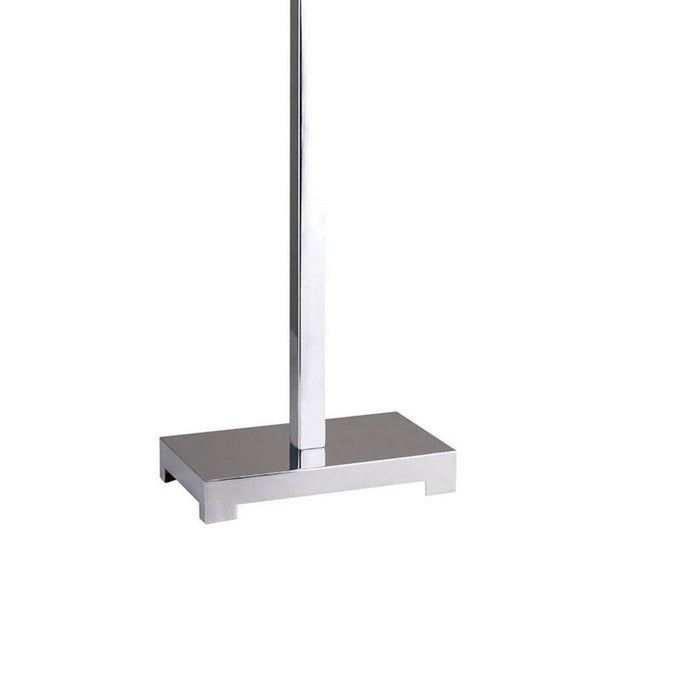 Table Lamp with Hanging Crystal and Rectangular Base, Black and Silver