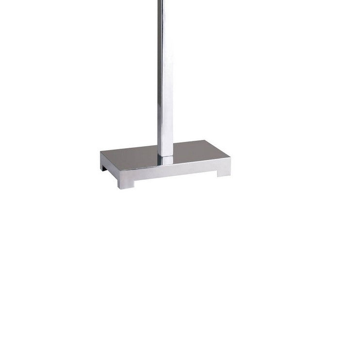 Table Lamp with Hanging Crystal and Rectangular Base, White and Silver