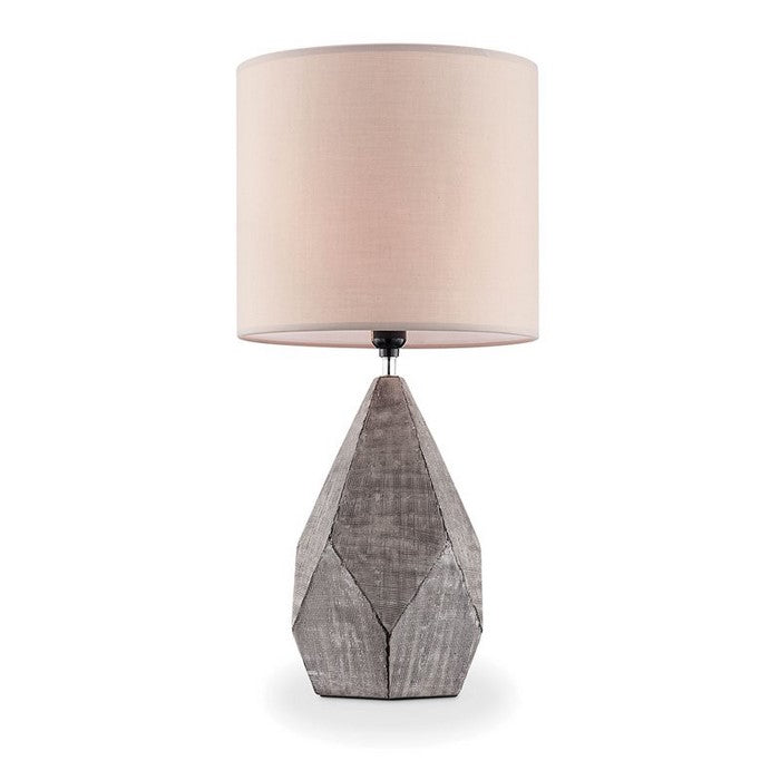 Contemporary Table Lamp with Geometric Design and Multiple Facets, Gray
