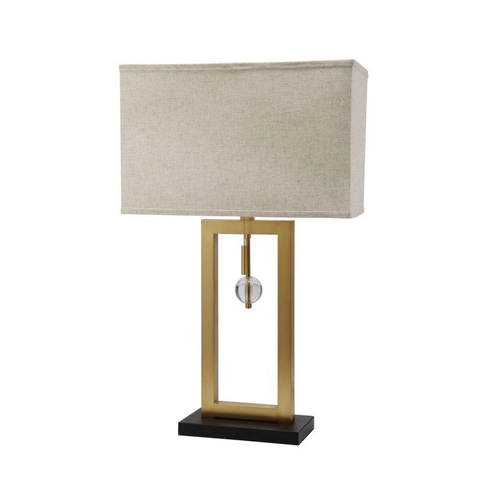 Contemporary Table Lamp with Rectangular Frame Base, Gold and Black
