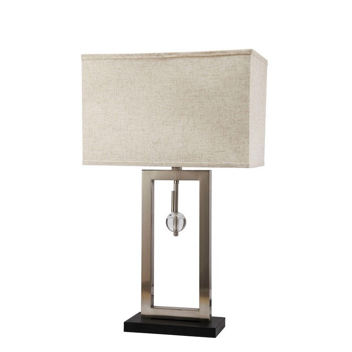 Contemporary Table Lamp with Rectangular Frame Base, Silver and Black