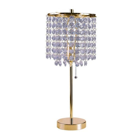 Contemporary Style Table Lamp with Stalk Support and Round Base, Gold