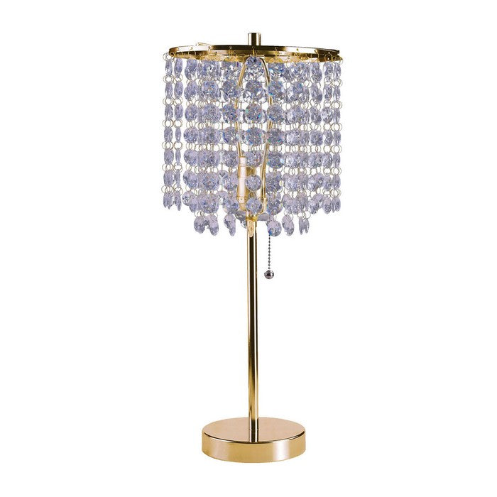 Contemporary Style Table Lamp with Stalk Support and Round Base, Gold
