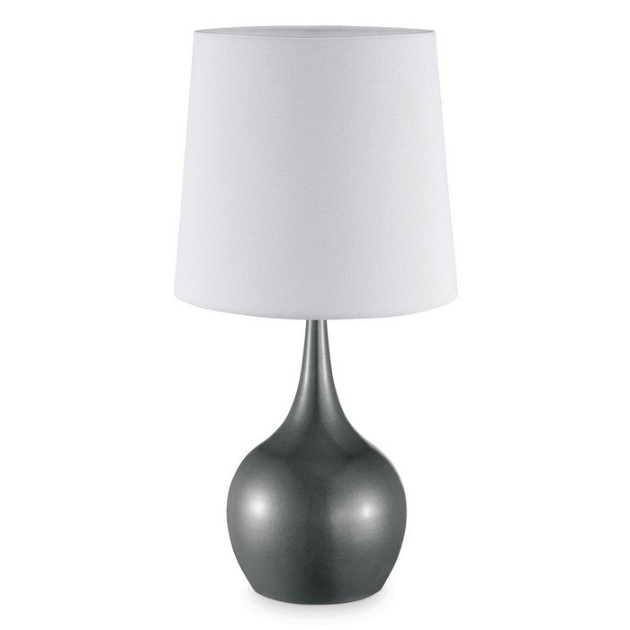Contemporary Metal Bulb Like Base Table Lamp with Drum Shade, Gray