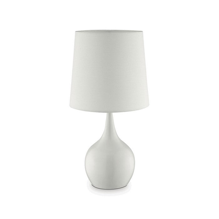 Contemporary Metal Bulb Like Base Table Lamp with Drum Shade, White