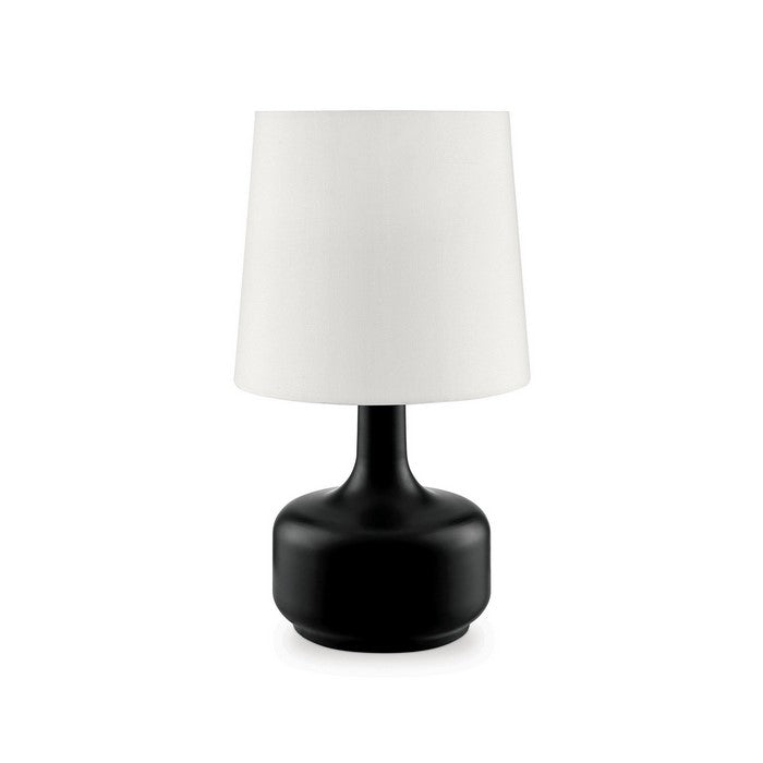 Pot Belly Base Table Lamp with Flared Shade and 3 Way Touch Light, Black