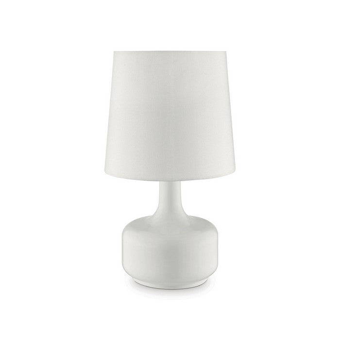 Contemporary Table Lamp with Tapered Drum Shade and Pot Belly Base, White