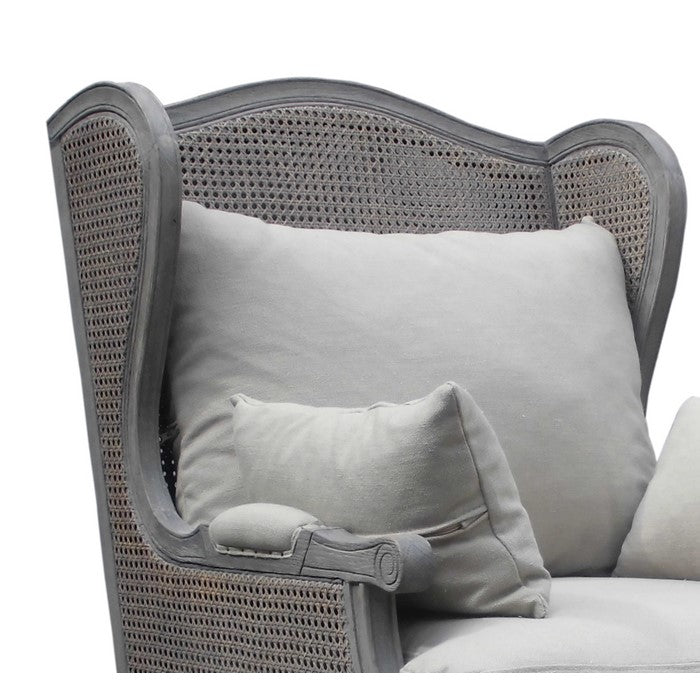 Hand Weaved Accent Chair with Padded Seat and Back, Gray