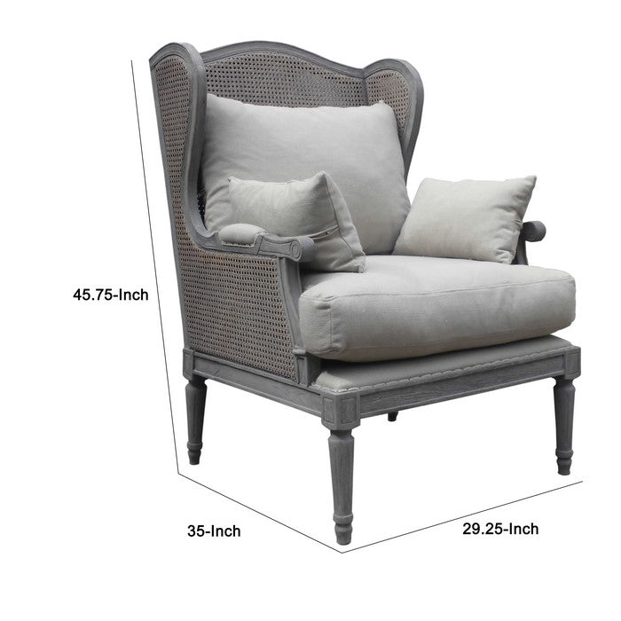 Hand Weaved Accent Chair with Padded Seat and Back, Gray