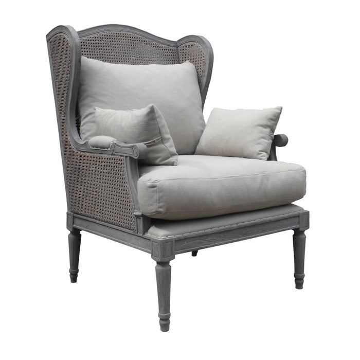 Hand Weaved Accent Chair with Padded Seat and Back, Gray